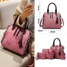 Load image into Gallery viewer, "Legend Collection" Women Handbags and Purse 4pcs Bag Set Female Shoulder Crossbody Bag Solid Color Soft Bag Wallet Handbag Cat Tassels Bags (SPECIAL)
