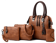 Load image into Gallery viewer, "Legend Collection" Women Handbags and Purse 4pcs Bag Set Female Shoulder Crossbody Bag Solid Color Soft Bag Wallet Handbag Cat Tassels Bags (SPECIAL)
