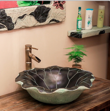 Load image into Gallery viewer, "Arna Collection" Classical Wash Basin Art Lotus Leaf &amp; Faucet Set
