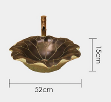 Load image into Gallery viewer, "Arna Collection" Classical Wash Basin Art Lotus Leaf &amp; Faucet Set
