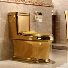 Load image into Gallery viewer, Artistic Plain Golden One Piece Close stool Siphon Flushing S-Trap Floor Mounted Luxious Villa Bathroom Seat Toilet
