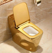 Load image into Gallery viewer, Artistic Plain Golden One Piece Close stool Siphon Flushing S-Trap Floor Mounted Luxious Villa Bathroom Seat Toilet
