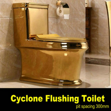 Load image into Gallery viewer, Artistic Plain Golden One Piece Close stool Siphon Flushing S-Trap Floor Mounted Luxious Villa Bathroom Seat Toilet
