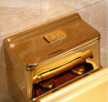 Load image into Gallery viewer, Artistic Plain Golden One Piece Close stool Siphon Flushing S-Trap Floor Mounted Luxious Villa Bathroom Seat Toilet
