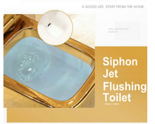 Load image into Gallery viewer, Artistic Plain Golden One Piece Close stool Siphon Flushing S-Trap Floor Mounted Luxious Villa Bathroom Seat Toilet
