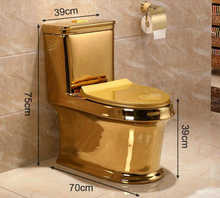 Load image into Gallery viewer, Artistic Plain Golden One Piece Close stool Siphon Flushing S-Trap Floor Mounted Luxious Villa Bathroom Seat Toilet
