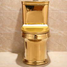Load image into Gallery viewer, Artistic Plain Golden One Piece Close stool Siphon Flushing S-Trap Floor Mounted Luxious Villa Bathroom Seat Toilet
