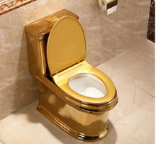 Load image into Gallery viewer, Artistic Plain Golden One Piece Close stool Siphon Flushing S-Trap Floor Mounted Luxious Villa Bathroom Seat Toilet
