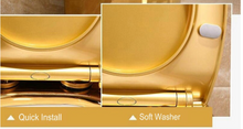Load image into Gallery viewer, Artistic Plain Golden One Piece Close stool Siphon Flushing S-Trap Floor Mounted Luxious Villa Bathroom Seat Toilet
