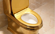 Load image into Gallery viewer, Artistic Plain Golden One Piece Close stool Siphon Flushing S-Trap Floor Mounted Luxious Villa Bathroom Seat Toilet
