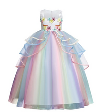 Load image into Gallery viewer, "Arna" Royal Gown Collection - Girls Unicorn Summer Dresses Tutu Long
