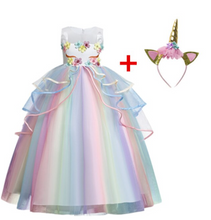 Load image into Gallery viewer, "Arna" Royal Gown Collection - Girls Unicorn Summer Dresses Tutu Long
