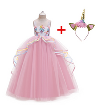 Load image into Gallery viewer, "Arna" Royal Gown Collection - Girls Unicorn Summer Dresses Tutu Long
