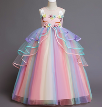 Load image into Gallery viewer, "Arna" Royal Gown Collection - Girls Unicorn Summer Dresses Tutu Long
