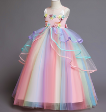 Load image into Gallery viewer, "Arna" Royal Gown Collection - Girls Unicorn Summer Dresses Tutu Long
