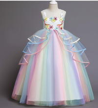 Load image into Gallery viewer, "Arna" Royal Gown Collection - Girls Unicorn Summer Dresses Tutu Long
