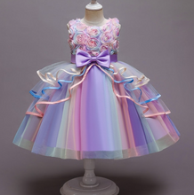 Load image into Gallery viewer, "Arna" Royal Gown Collection - Flower Dresses For Girls Elegant Rainbow Tutu Ball Gown 4-10 Year
