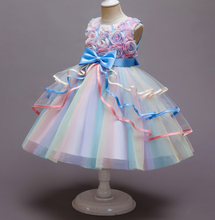 Load image into Gallery viewer, "Arna" Royal Gown Collection - Flower Dresses For Girls Elegant Rainbow Tutu Ball Gown 4-10 Year
