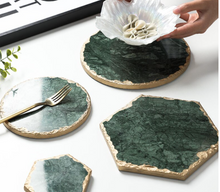 Load image into Gallery viewer, "Arna Lisa" 3 Piece Plate Set - Natural Marble Plates Creativity Gold Inlay Display Trays
