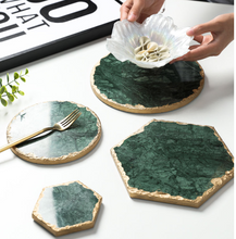 Load image into Gallery viewer, "Arna Lisa" 3 Piece Plate Set - Natural Marble Plates Creativity Gold Inlay Display Trays
