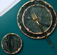 Load image into Gallery viewer, "Arna Lisa" 3 Piece Plate Set - Natural Marble Plates Creativity Gold Inlay Display Trays

