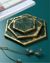 Load image into Gallery viewer, "Arna Lisa" 3 Piece Plate Set - Natural Marble Plates Creativity Gold Inlay Display Trays

