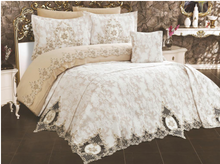 Load image into Gallery viewer, "Arna Lisa" Royal Bedding Set - 7 Piece French Lace Embriodery
