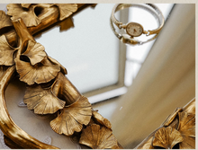 Load image into Gallery viewer, "Arna Collection" Gold Tray's - Nordic Ginkgo Leaf Mirror Display Tray
