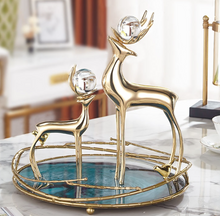 Load image into Gallery viewer, "Arna Lisa" Royal Collection - Luxury Unique Design - Gold Glass Trays Decorative Creative Bird Frame
