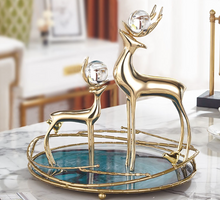 Load image into Gallery viewer, "Arna Lisa" Royal Collection - Luxury Unique Design - Gold Glass Trays Decorative Creative Bird Frame
