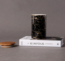 Load image into Gallery viewer, "Arna Lisa" Royal Collection - Black Marble Pattern Ceramics Storage Bottles Sealed Jars And Bamboo Lid Home Kitchen Storage Can Container

