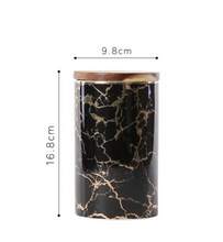 Load image into Gallery viewer, "Arna Lisa" Royal Collection - Black Marble Pattern Ceramics Storage Bottles Sealed Jars And Bamboo Lid Home Kitchen Storage Can Container
