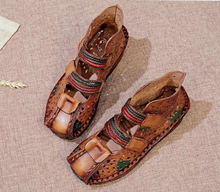 Load image into Gallery viewer, "Arna" Collection Shoes - Handcrafted Original Leathers - Retro Women Sandals Hand-Painted
