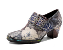 Load image into Gallery viewer, "Arna" Collection Shoes - Handcrafted Original Leathers - Women Shoes Female Print Fabric High Heels Retro Pumps
