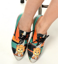 Load image into Gallery viewer, Oxford Cats Pattern Daily Print Women Leather - Many Styles &amp; Colours - Summer Breathable Flats Shoes Mesh New Season 2021 Fashion Lace-up Platform
