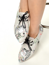 Load image into Gallery viewer, Oxford Cats Pattern Daily Print Women Leather - Many Styles &amp; Colours - Summer Breathable Flats Shoes Mesh New Season 2021 Fashion Lace-up.
