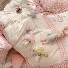 Load image into Gallery viewer, "Arna's" Collection - Luxury Flannel Velvet #D Mushrooms Bedding Set 6 piece Twin/Single
