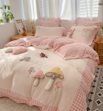 Load image into Gallery viewer, "Arna's" Collection - Luxury Flannel Velvet #D Mushrooms Bedding Set 6 piece Twin/Single
