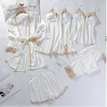 Load image into Gallery viewer, "Arna" Collection - Quality Lace 5 Piece Satin Sleepwear
