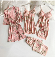 Load image into Gallery viewer, "Arna" Collection - Quality Lace 5 Piece Satin Sleepwear
