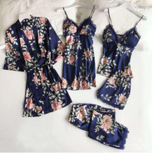 Load image into Gallery viewer, "Arna" Collection - Lace 5 PCS Sleepwear Nightgown Kimono Bathrobe Gown Satin Lady Nighty &amp; Robe

