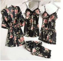 Load image into Gallery viewer, "Arna" Collection - Quality Lace 5 Piece Satin Sleepwear

