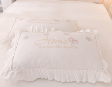 Load image into Gallery viewer, "Arna Lisa Royal Collection" - New Luxury White 100% Cotton Floral Embroidery Bedding Set
