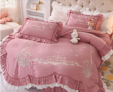Load image into Gallery viewer, "Arna Lisa Royal Collection" - New Luxury White 100% Cotton Floral Embroidery Bedding Set
