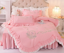 Load image into Gallery viewer, "Arna Lisa Royal Collection" - New Luxury White 100% Cotton Floral Embroidery Bedding Set
