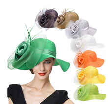 Load image into Gallery viewer, "Arna Collection" Luxury Hats - Unique Satin &amp; Horse Hair with Feathers
