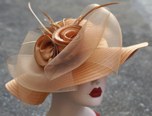 Load image into Gallery viewer, "Arna Collection" Luxury Hats - Unique Satin &amp; Horse Hair with Feathers
