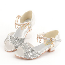 Load image into Gallery viewer, Arna's Shoe Collection - Children's Crystal Shoes Rhinestone Pendants Open Toes
