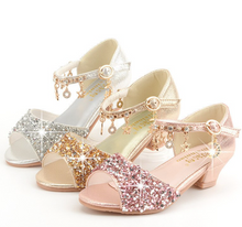 Load image into Gallery viewer, Arna's Shoe Collection - Children's Crystal Shoes Rhinestone Pendants Open Toes

