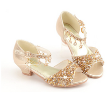 Load image into Gallery viewer, Arna's Shoe Collection - Children's Crystal Shoes Rhinestone Pendants Open Toes
